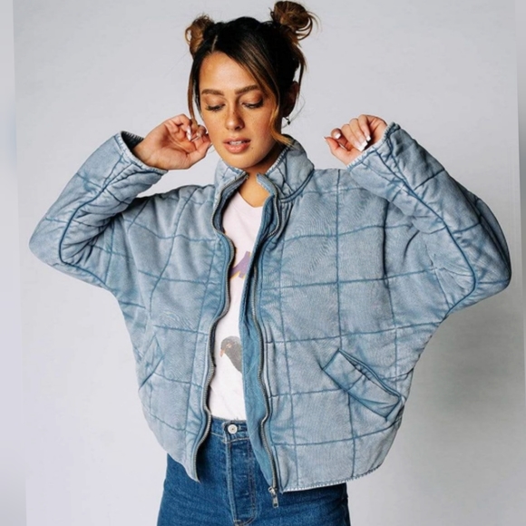 Free People Quilted Dolman Jacket Wavy Waters Brand NEW - Picture 10 of 15